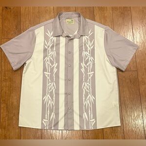 Royaura Hawaiian Bamboo Print Casual Short Sleeve Button Down Shirt men XL